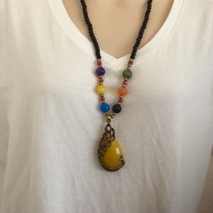 Pretty statement peacock beaded necklace